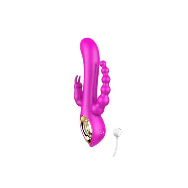 Vibromasseur Rabbit  rose  avec chapelet vibrant 